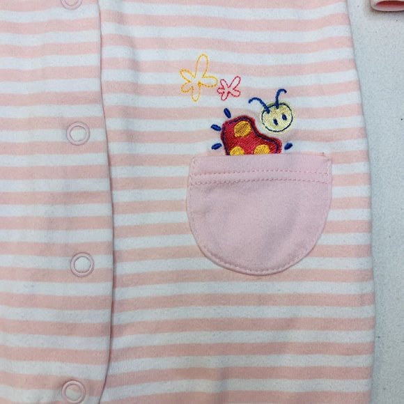 Vintage Carter’s Baby Girl 3-6 Month Striped Ladybug Footed Outfit Y2K - Picture 2 of 12